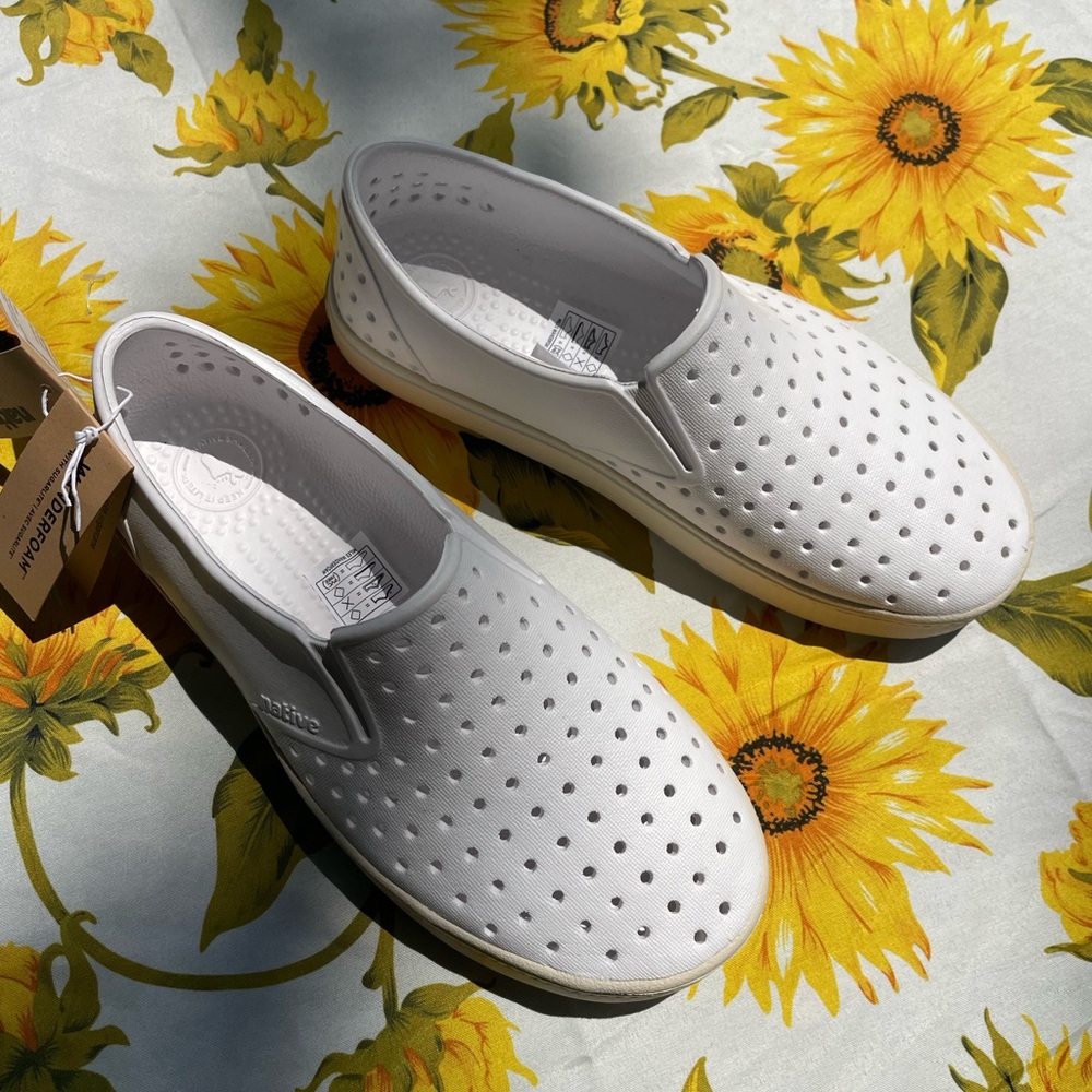 Native White Perforated Slip-Ons